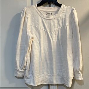LOFT Off-White Textured Long Sleeve Blouse